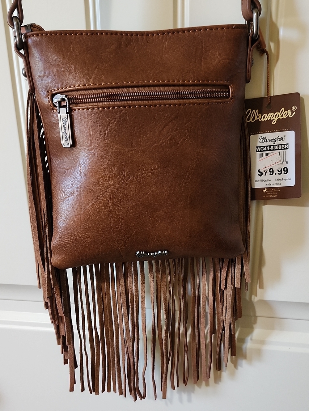 Wrangler Denim & Brown Fringe Crossbody Bag New Used Condition - Picture 3 of 10